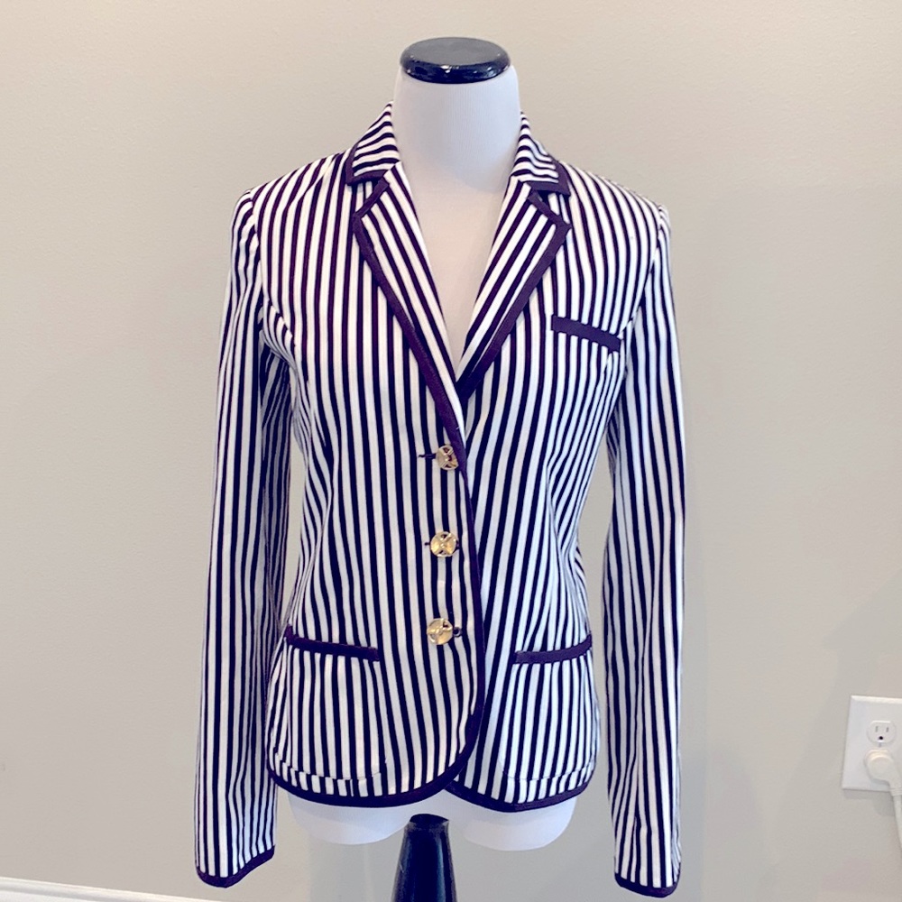 Anthropologie Navy & White Blazer